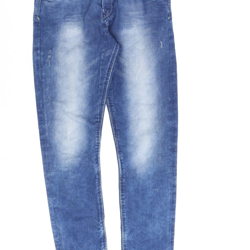 H&M Boys Blue Cotton Straight Jeans Size 12-13 Years L28 in Regular Zip