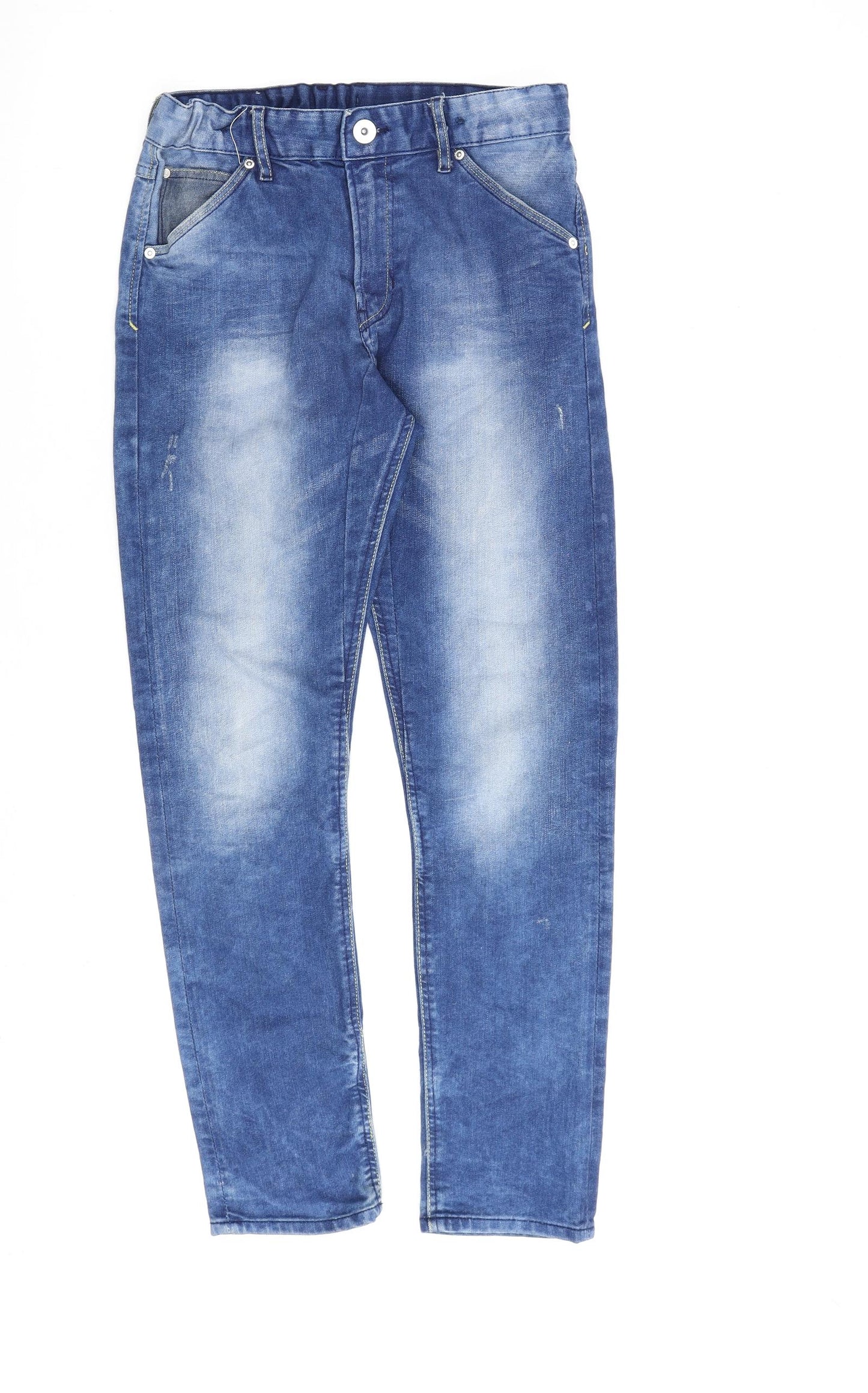 H&M Boys Blue Cotton Straight Jeans Size 12-13 Years L28 in Regular Zip