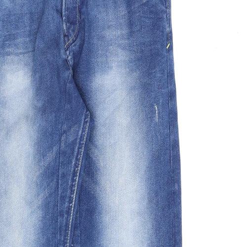 H&M Boys Blue Cotton Straight Jeans Size 12-13 Years L28 in Regular Zip