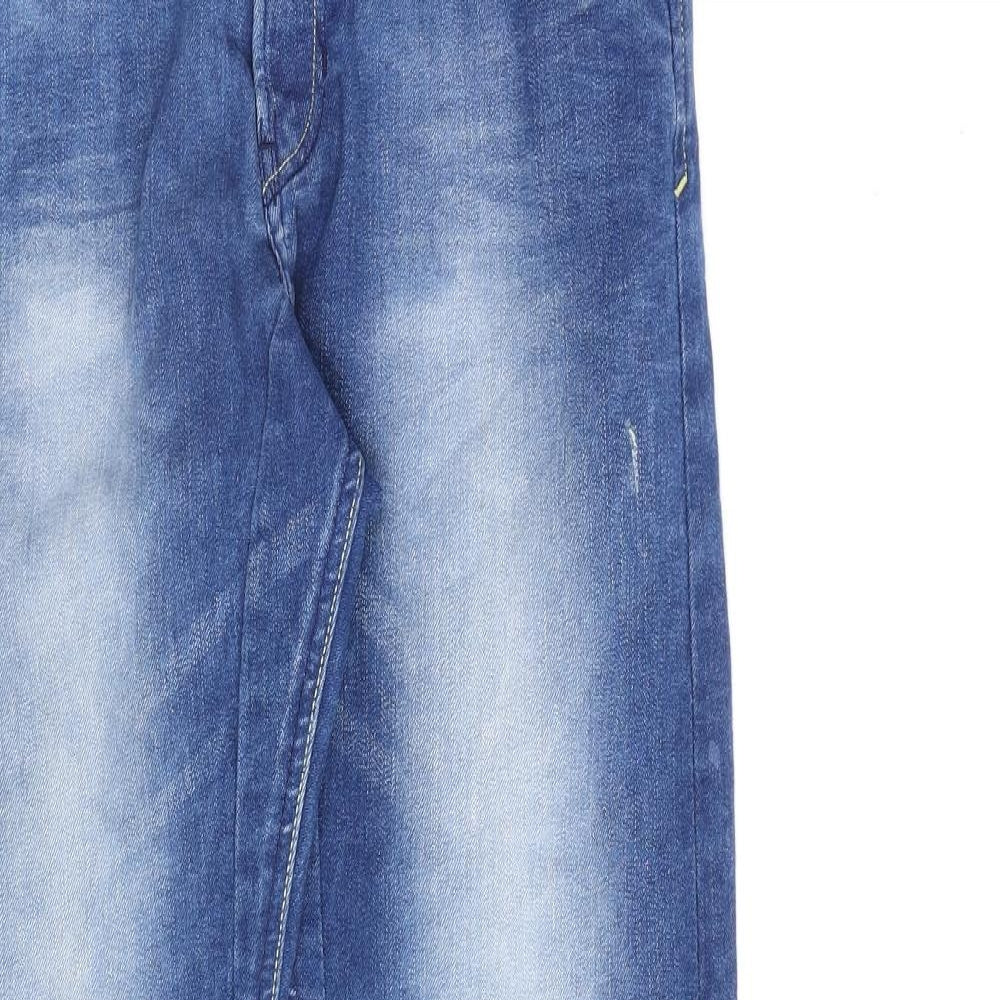 H&M Boys Blue Cotton Straight Jeans Size 12-13 Years L28 in Regular Zip