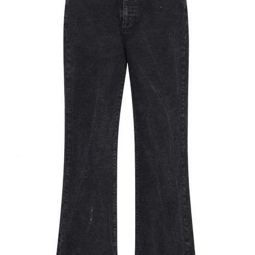 ASOS Womens Black Cotton Flared Jeans Size 30 in L32 in Regular Zip