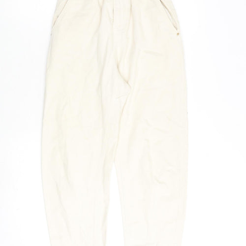 Zara Womens Beige Cotton Straight Jeans Size 4 L28 in Regular Zip