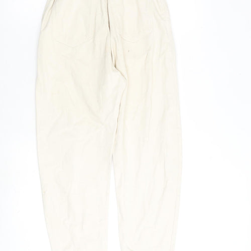 Zara Womens Beige Cotton Straight Jeans Size 4 L28 in Regular Zip