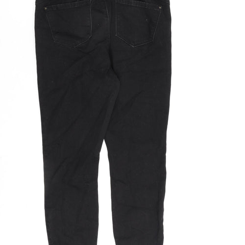 Denim & Co. Womens Black Cotton Straight Jeans Size 14 L26 in Regular Zip
