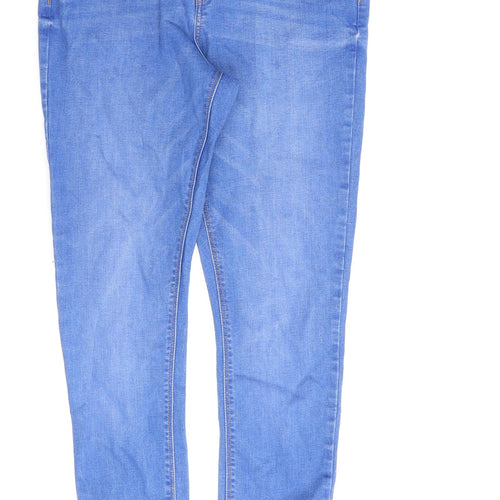 Denim & Co. Womens Blue Paisley Cotton Straight Jeans Size 14 L30 in Regular Zip