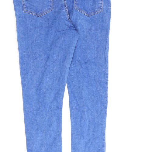 Denim & Co. Womens Blue Paisley Cotton Straight Jeans Size 14 L30 in Regular Zip