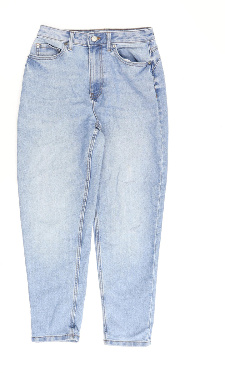 Denim & Co. Womens Blue Cotton Straight Jeans Size 8 L27 in Regular Zip