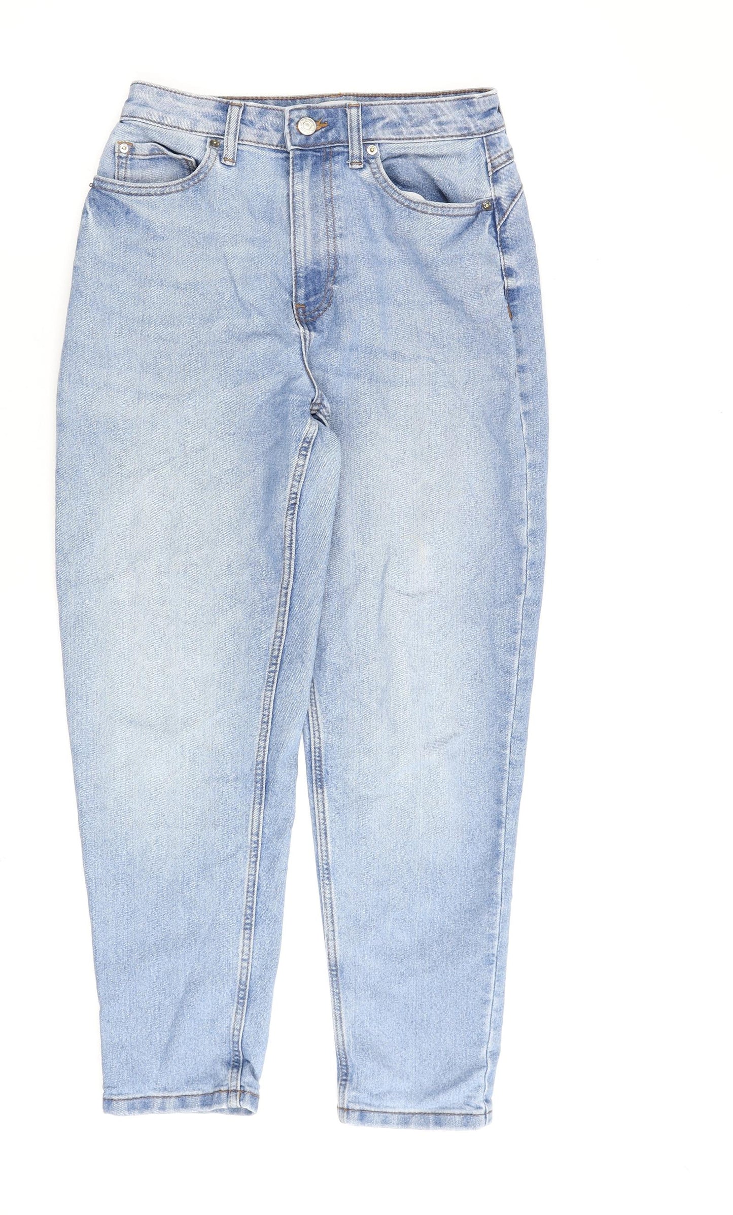 Denim & Co. Womens Blue Cotton Straight Jeans Size 8 L27 in Regular Zip