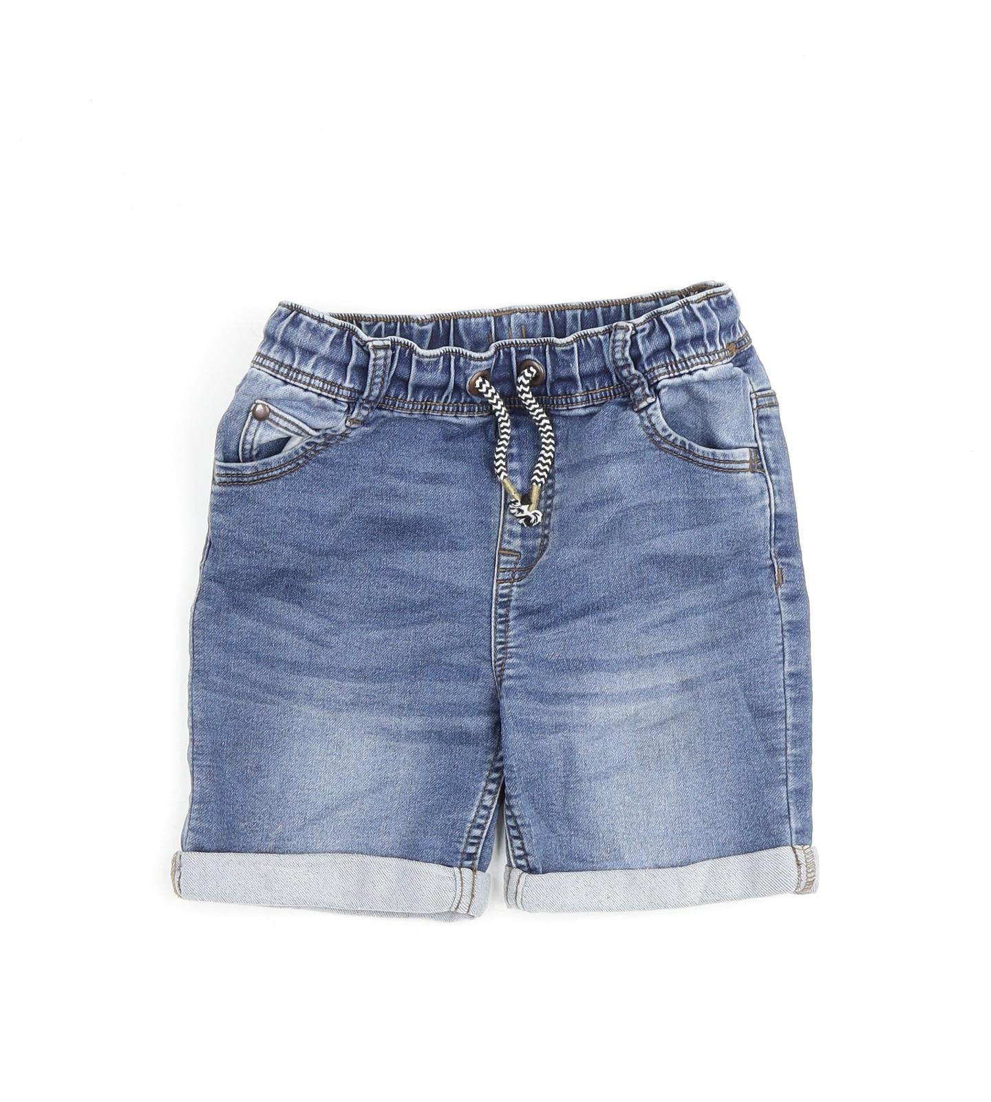 Nutmeg Boys Blue Cotton Bermuda Shorts Size 5-6 Years Regular Drawstring