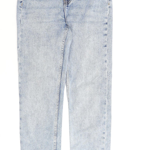 Denim & Co. Womens Blue Cotton Straight Jeans Size 4 L27 in Regular Zip