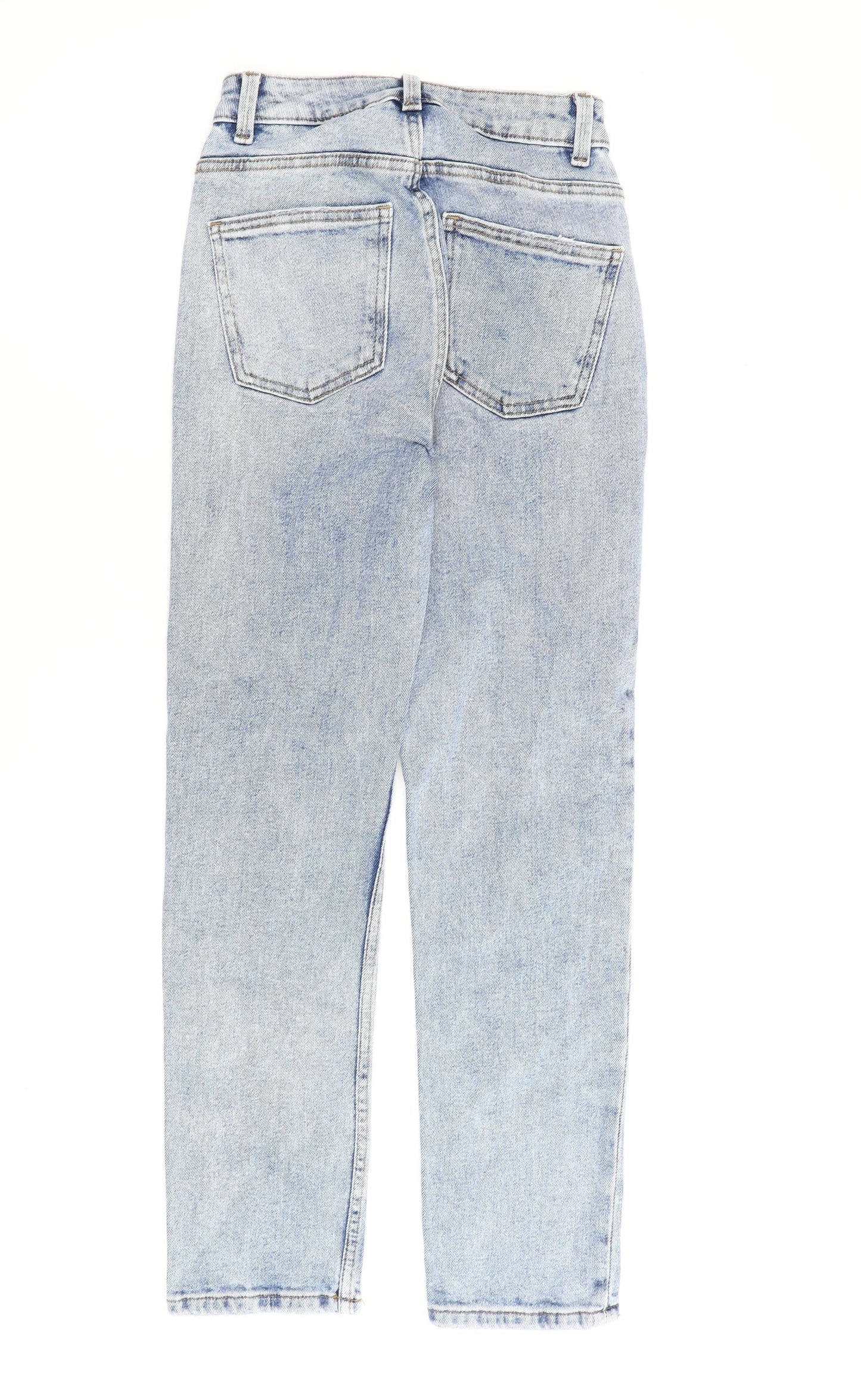 Denim & Co. Womens Blue Cotton Straight Jeans Size 4 L27 in Regular Zip