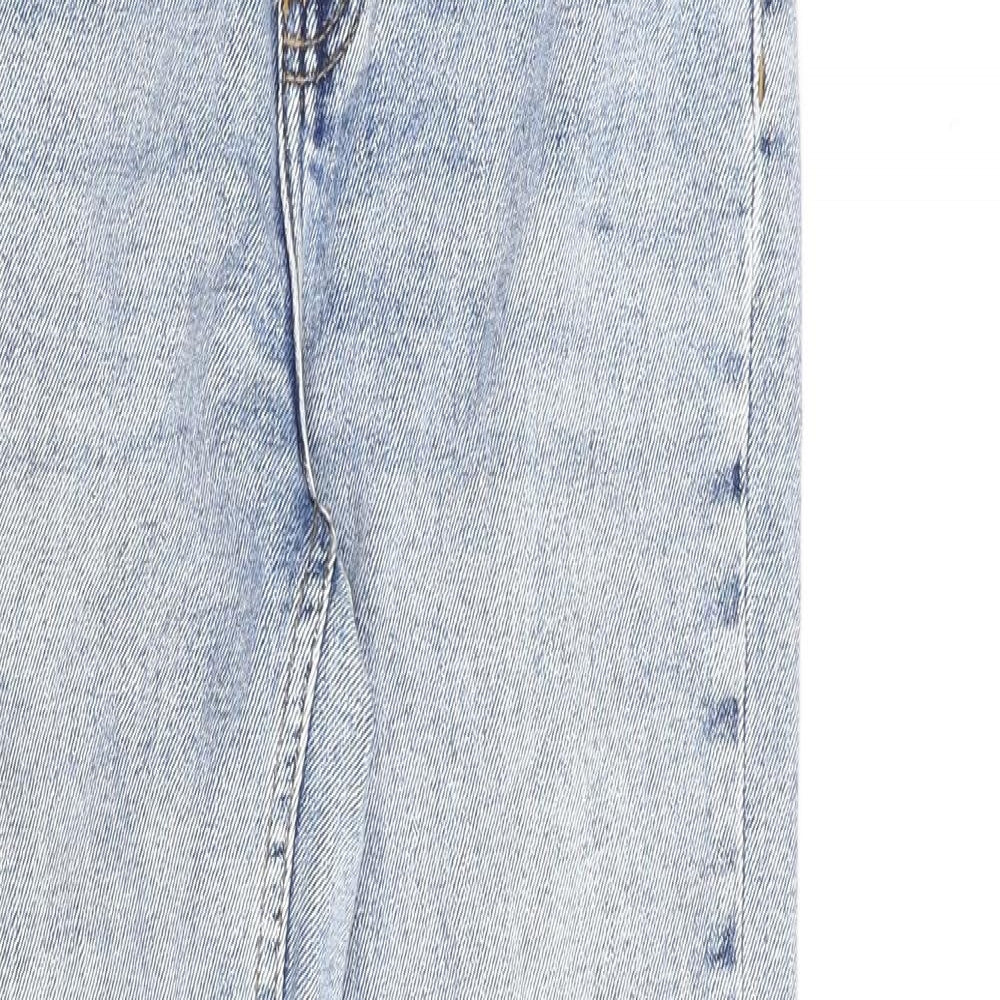 Denim & Co. Womens Blue Cotton Straight Jeans Size 4 L27 in Regular Zip