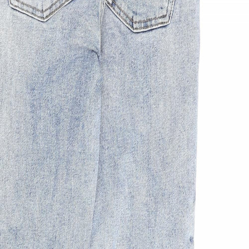 Denim & Co. Womens Blue Cotton Straight Jeans Size 4 L27 in Regular Zip
