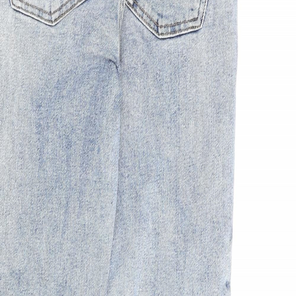 Denim & Co. Womens Blue Cotton Straight Jeans Size 4 L27 in Regular Zip