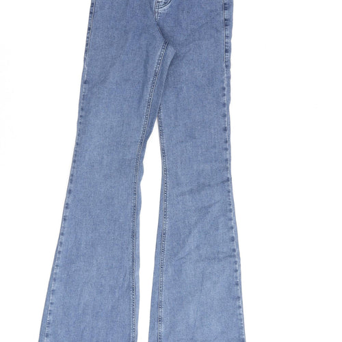 Topshop Womens Blue Cotton Flared Jeans Size 25 in L35 in Regular Zip