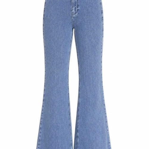 Topshop Womens Blue Cotton Flared Jeans Size 25 in L35 in Regular Zip