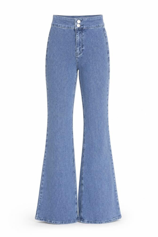 Topshop Womens Blue Cotton Flared Jeans Size 25 in L35 in Regular Zip