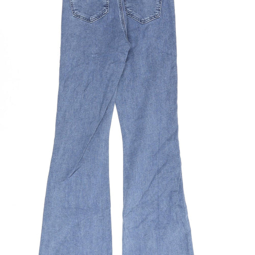 Topshop Womens Blue Cotton Flared Jeans Size 25 in L35 in Regular Zip
