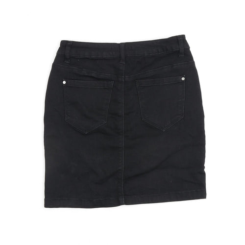 Missguided Womens Black Cotton A-Line Skirt Size 8 Zip