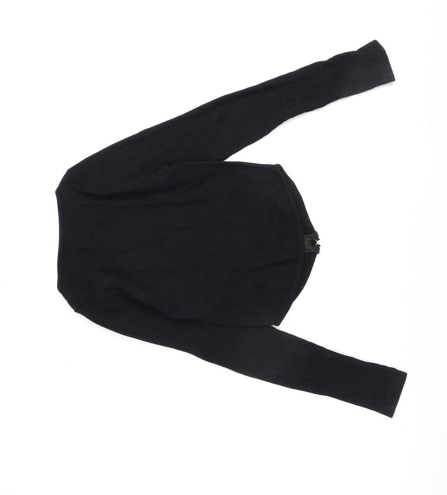 PRETTYLITTLETHING Womens Black Polyamide Basic Blouse Size S Round Neck