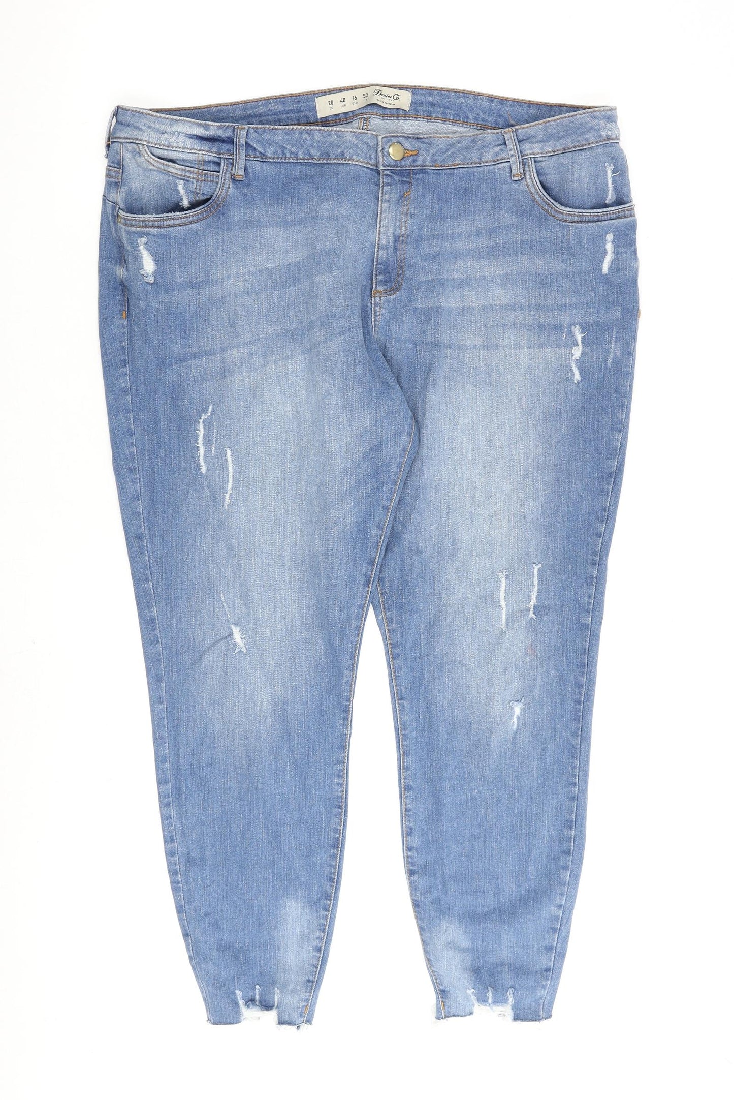 Denim & Co. Womens Blue Cotton Straight Jeans Size 20 L27 in Regular Zip