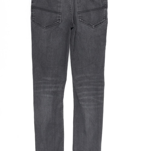 River Island Boys Grey Cotton Skinny Jeans Size 9 Years Regular Zip