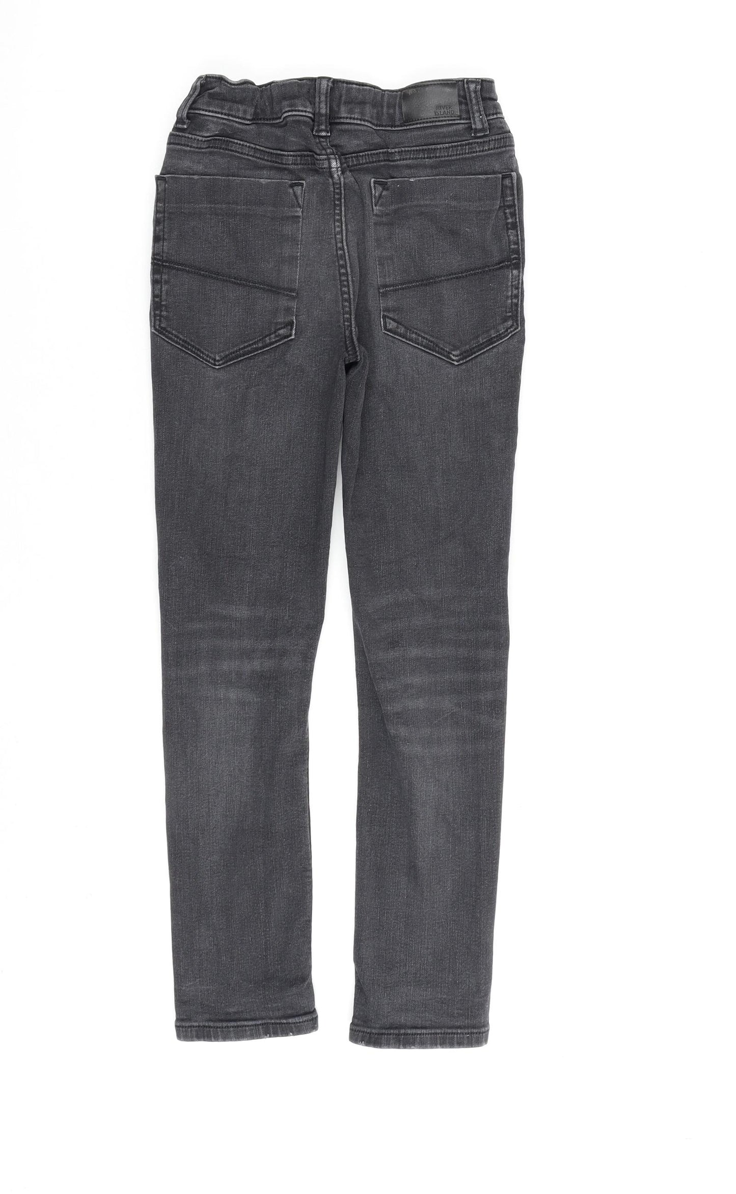 River Island Boys Grey Cotton Skinny Jeans Size 9 Years Regular Zip