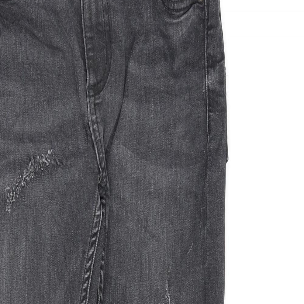 River Island Boys Grey Cotton Skinny Jeans Size 9 Years Regular Zip