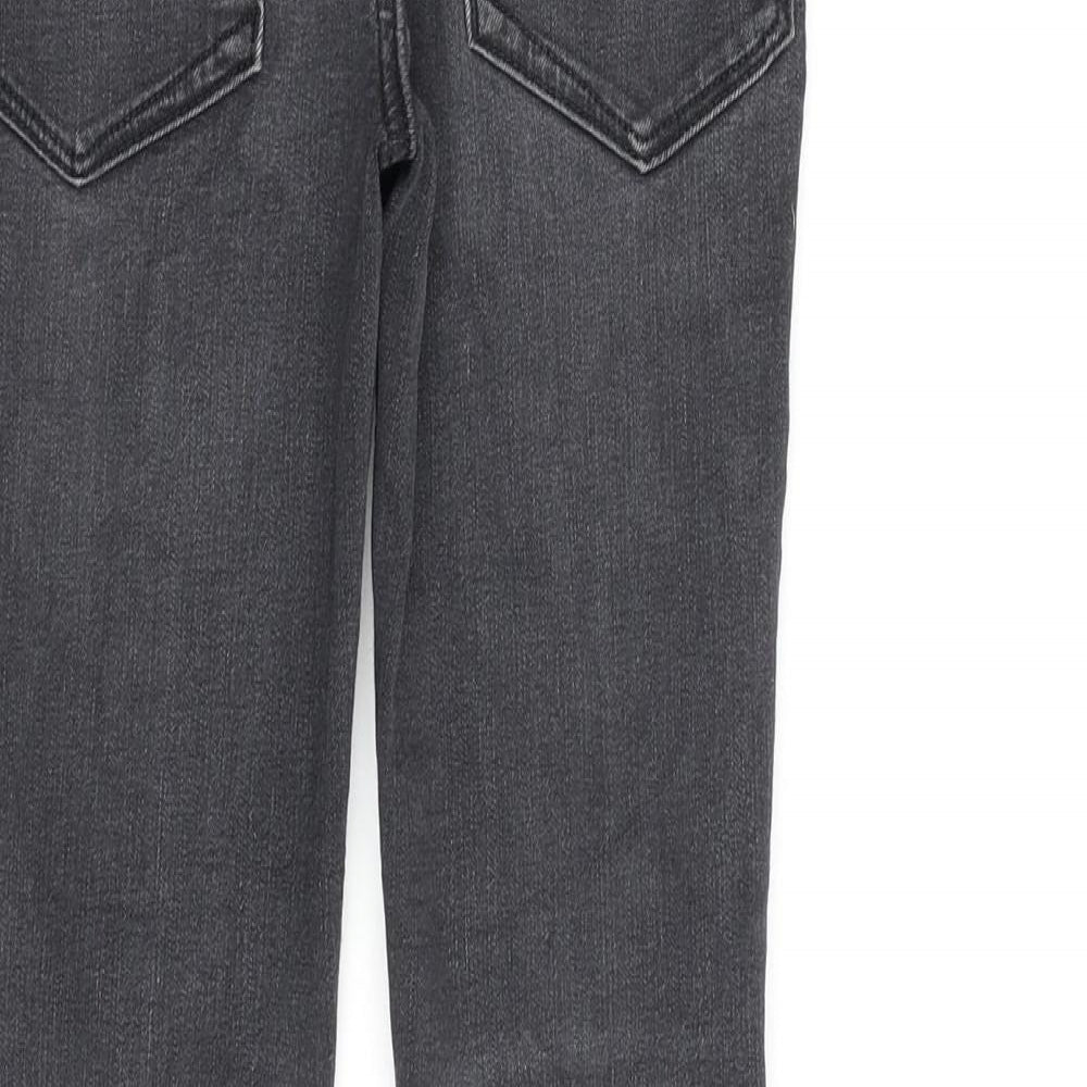 River Island Boys Grey Cotton Skinny Jeans Size 9 Years Regular Zip