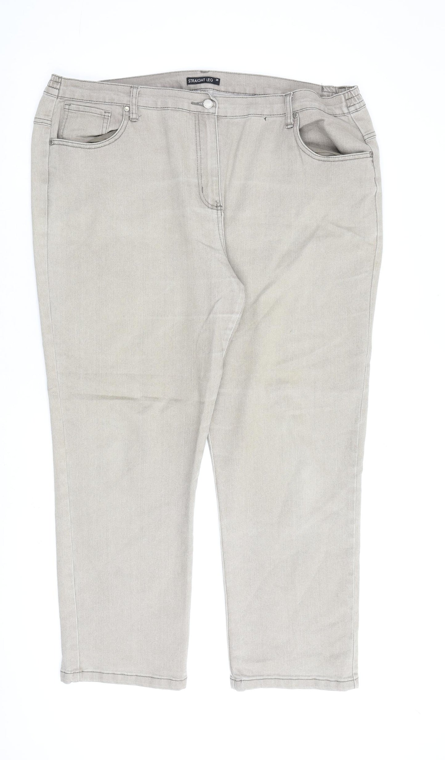 Bonmarché Womens Beige Cotton Straight Jeans Size 20 L30 in Regular Zip