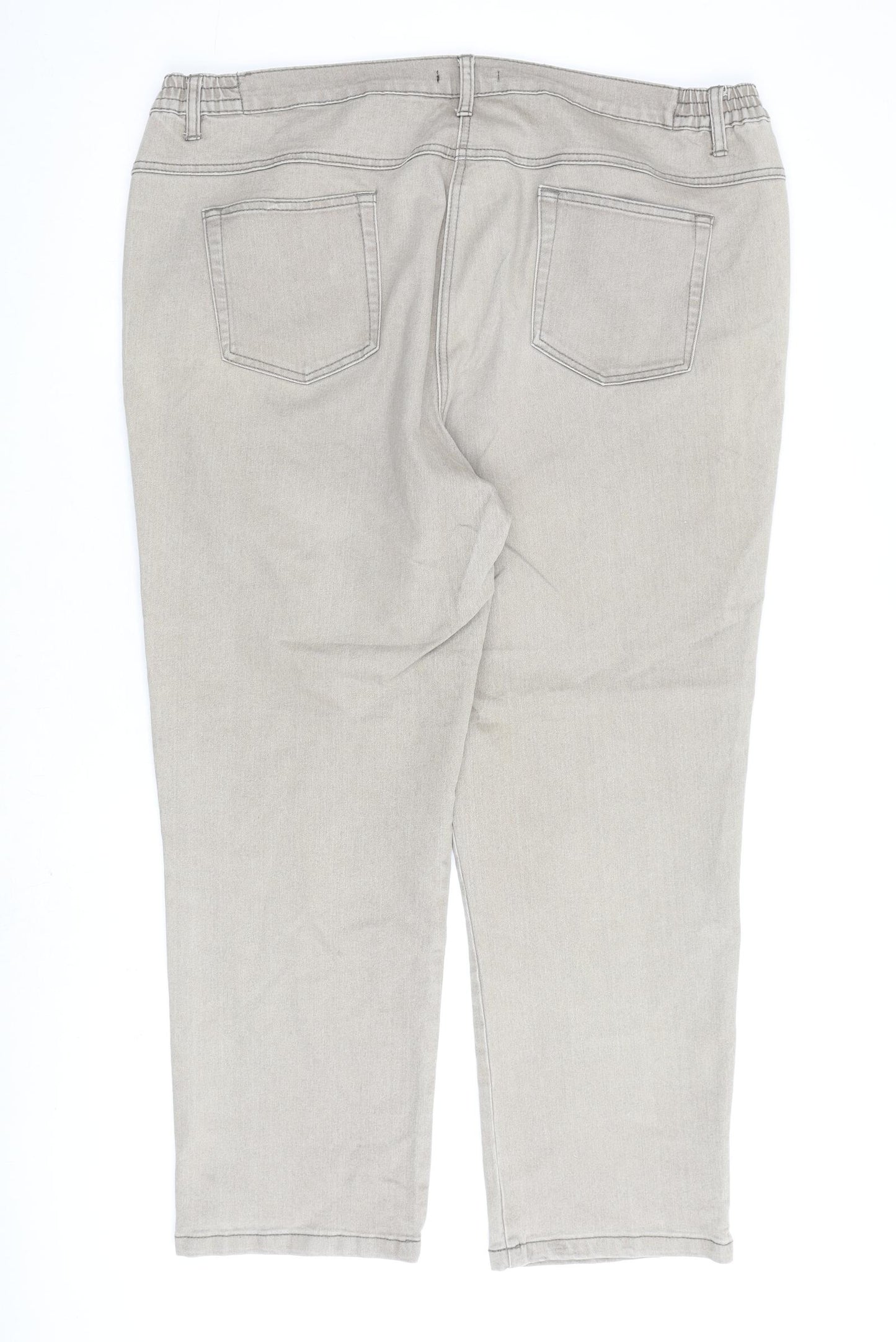 Bonmarché Womens Beige Cotton Straight Jeans Size 20 L30 in Regular Zip