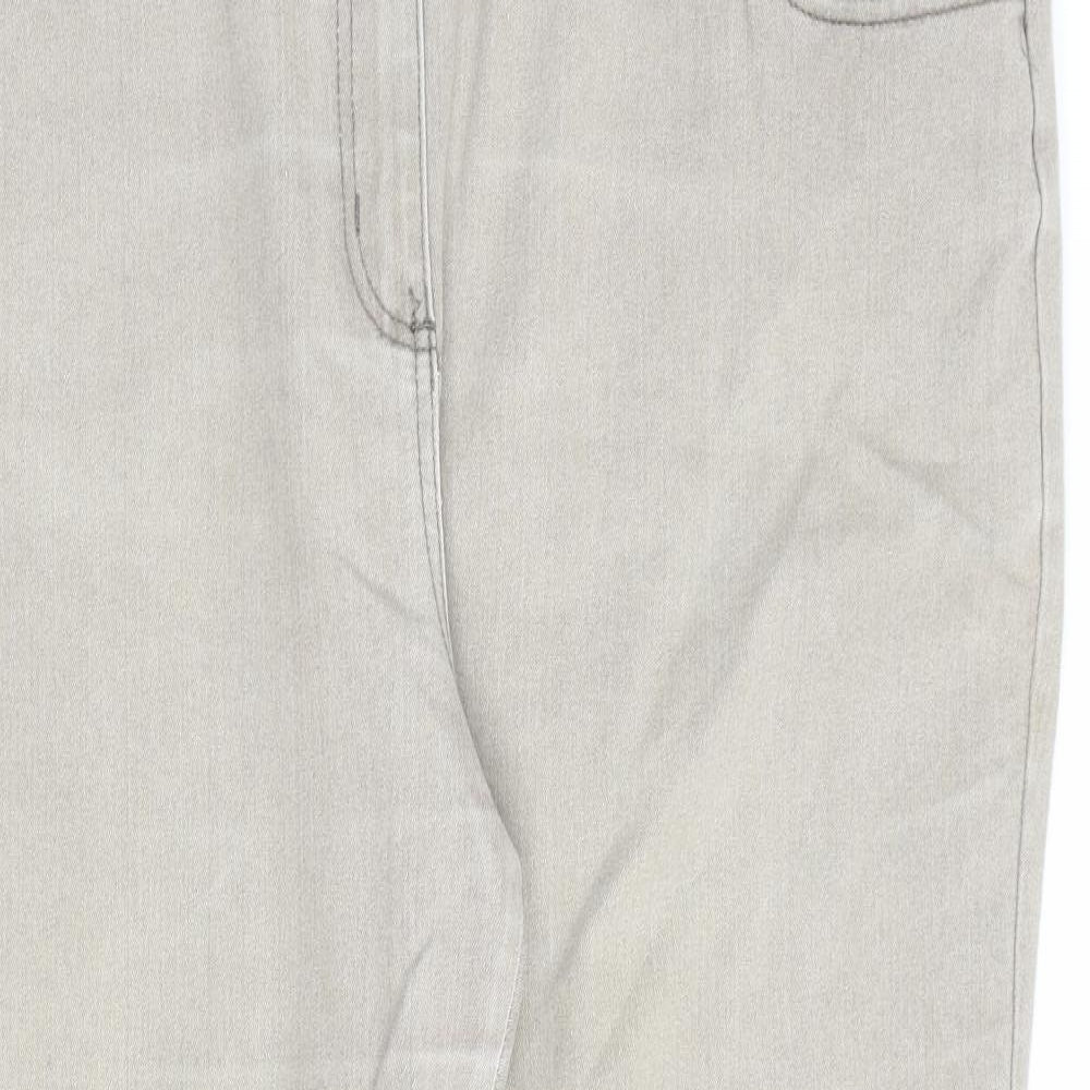 Bonmarché Womens Beige Cotton Straight Jeans Size 20 L30 in Regular Zip
