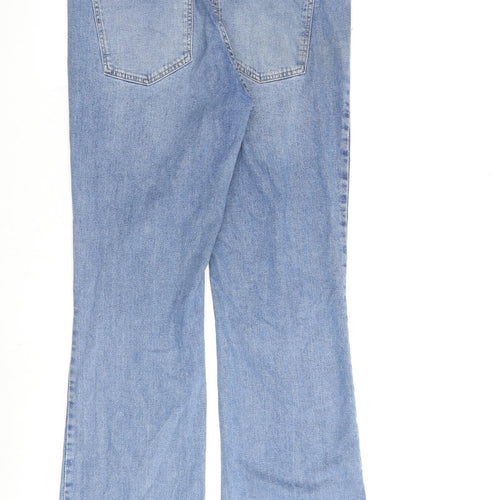 H&M Womens Blue Cotton Bootcut Jeans Size 18 L32 in Regular Zip