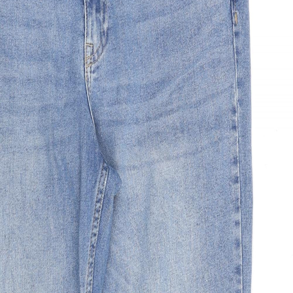 H&M Womens Blue Cotton Bootcut Jeans Size 18 L32 in Regular Zip