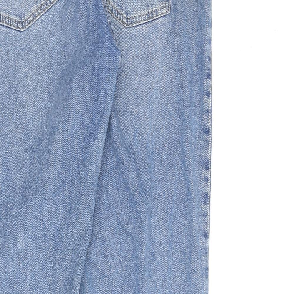 H&M Womens Blue Cotton Bootcut Jeans Size 18 L32 in Regular Zip