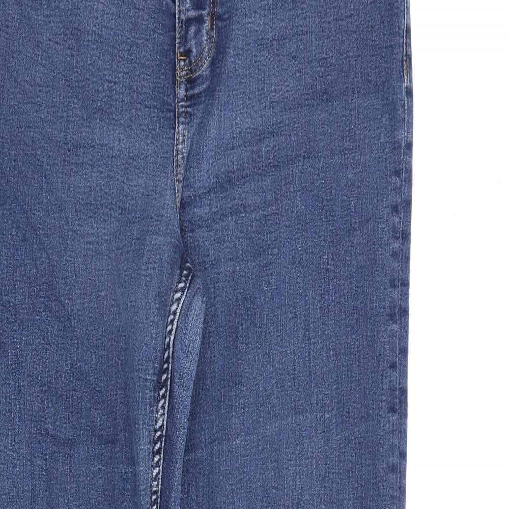Marks and Spencer Womens Blue Cotton Bootcut Jeans Size 16 L30 in Regular Zip