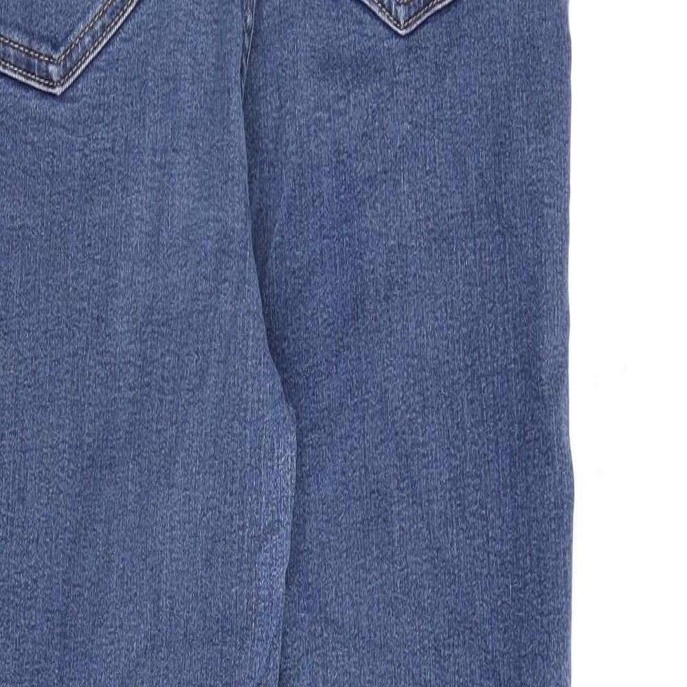 Marks and Spencer Womens Blue Cotton Bootcut Jeans Size 16 L30 in Regular Zip