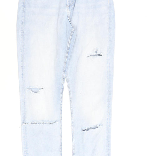 H&M Girls Blue Cotton Straight Jeans Size 14 Years L30 in Regular Zip