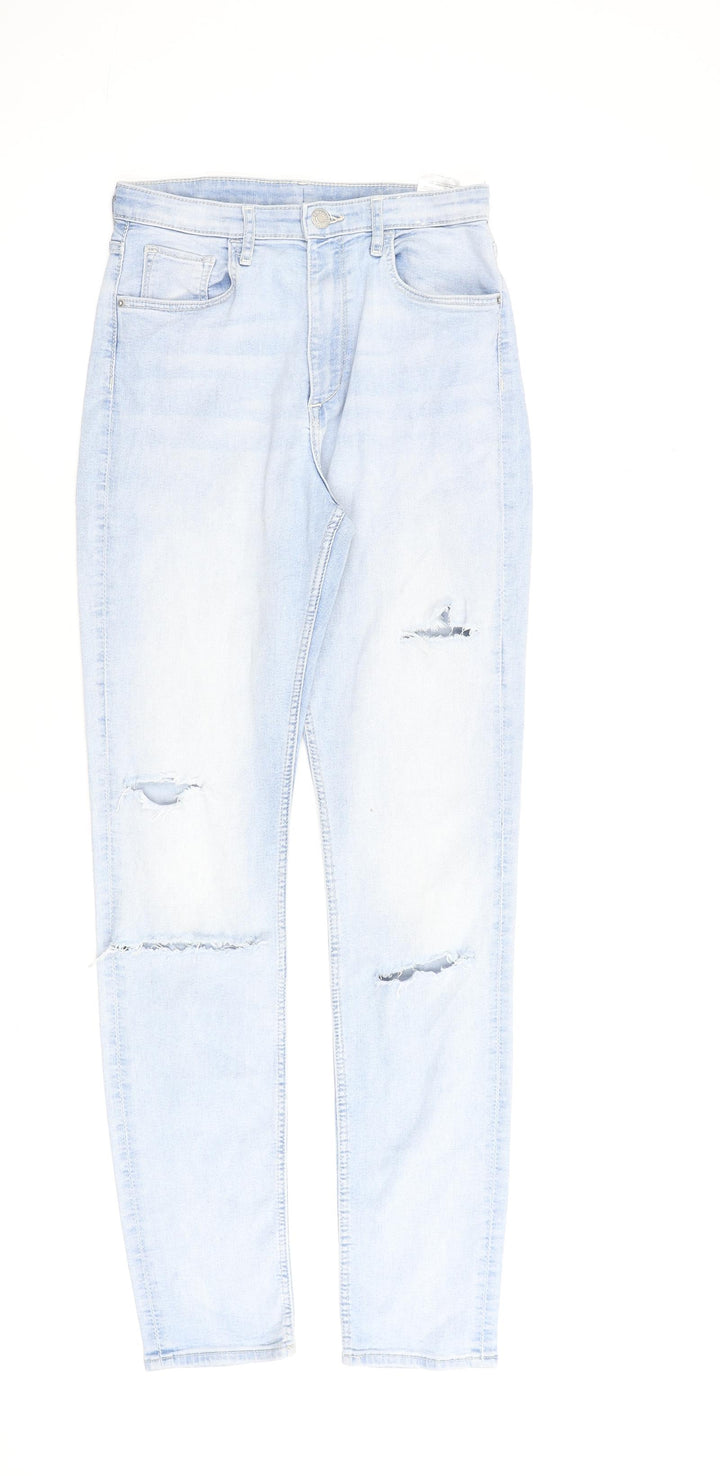 H&M Girls Blue Cotton Straight Jeans Size 14 Years L30 in Regular Zip