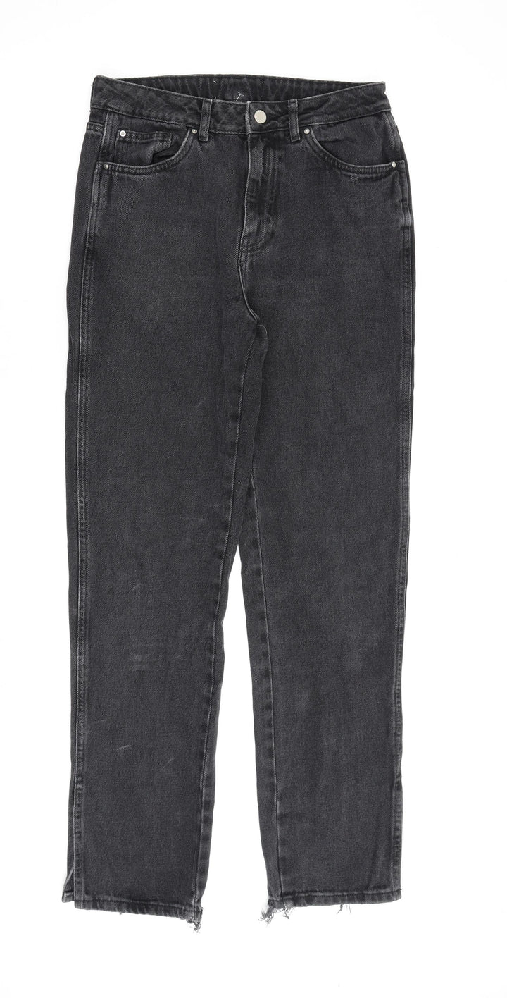 Denim & Co. Womens Grey Cotton Straight Jeans Size 10 L30 in Regular Zip
