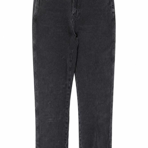 Denim & Co. Womens Grey Cotton Straight Jeans Size 10 L30 in Regular Zip
