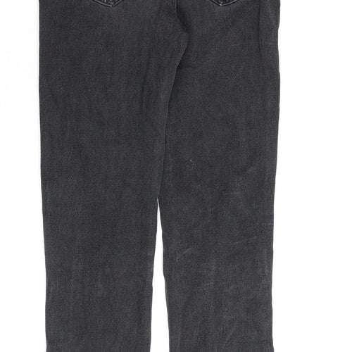 Denim & Co. Womens Grey Cotton Straight Jeans Size 10 L30 in Regular Zip