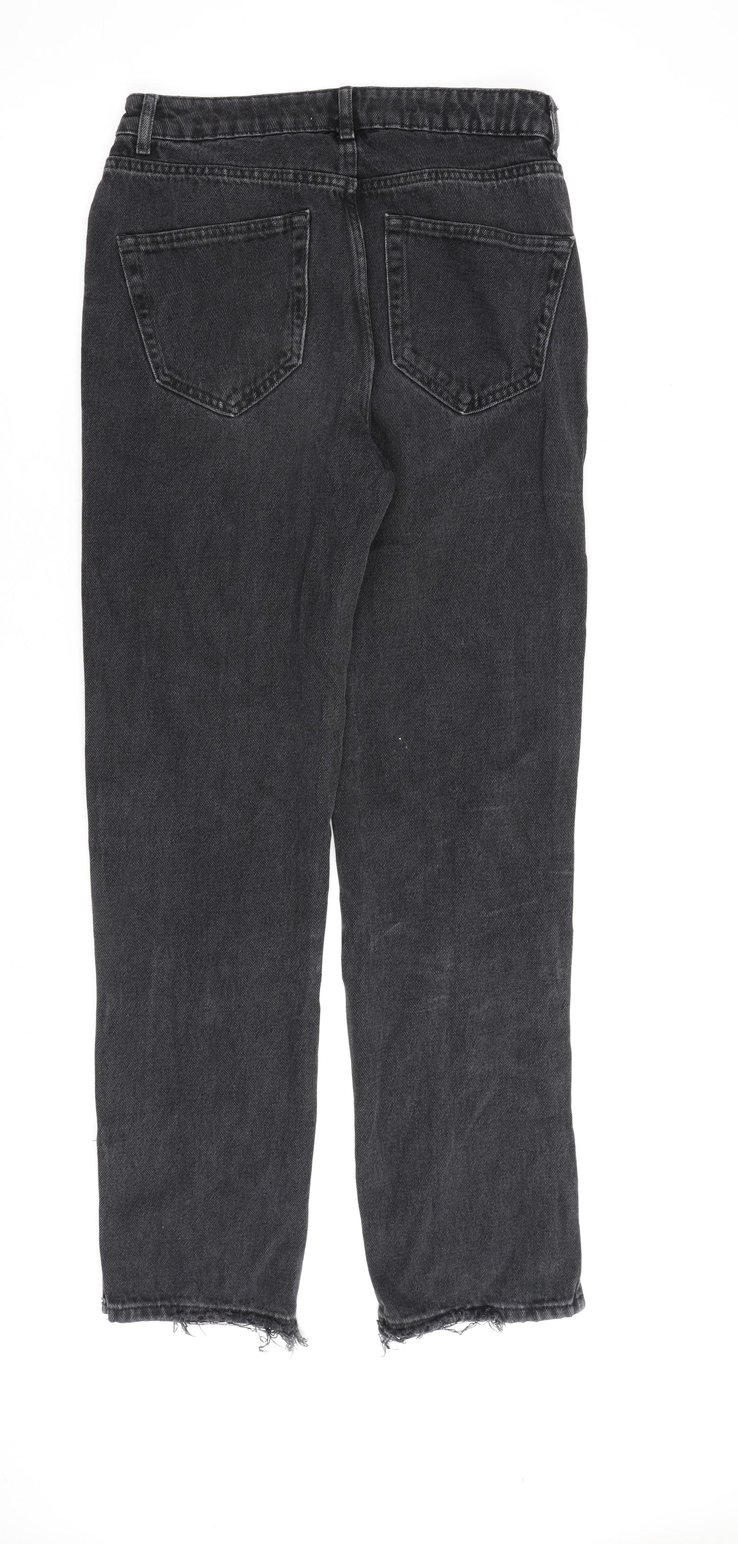 Denim & Co. Womens Grey Cotton Straight Jeans Size 10 L30 in Regular Zip