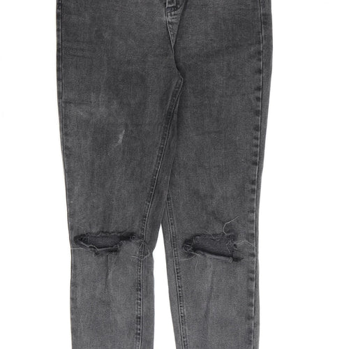 ASOS Womens Grey Cotton Straight Jeans Size 28 in L32 in Regular Zip