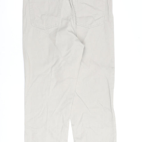 Blue Retro Mens Beige Cotton Straight Jeans Size 36 in L30 in Regular Button