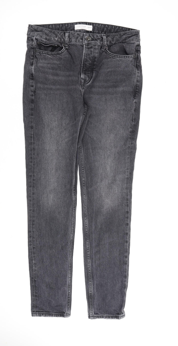 Topman Mens Grey Cotton Skinny Jeans Size 30 in L32 in Regular Button