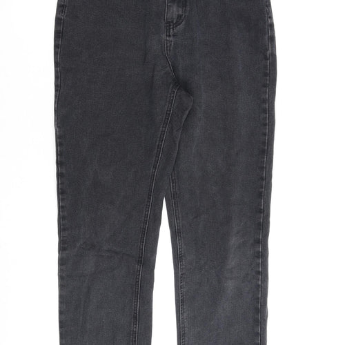 Missguided Womens Grey Cotton Straight Jeans Size 10 L28 in Regular Zip