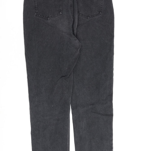 Missguided Womens Grey Cotton Straight Jeans Size 10 L28 in Regular Zip