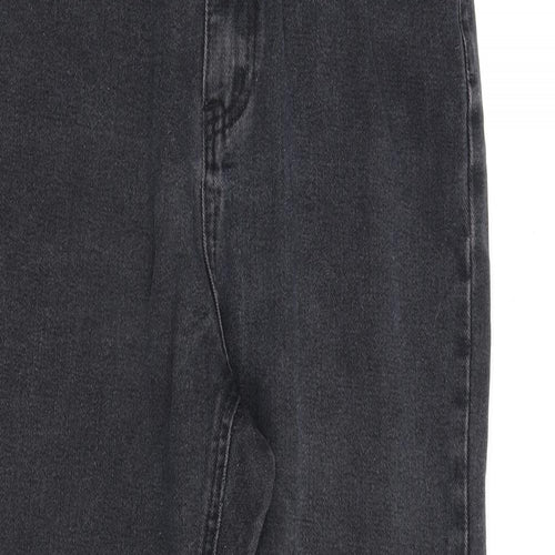 Missguided Womens Grey Cotton Straight Jeans Size 10 L28 in Regular Zip