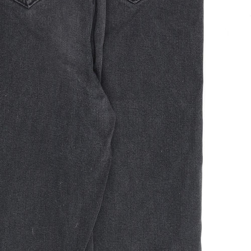 Missguided Womens Grey Cotton Straight Jeans Size 10 L28 in Regular Zip